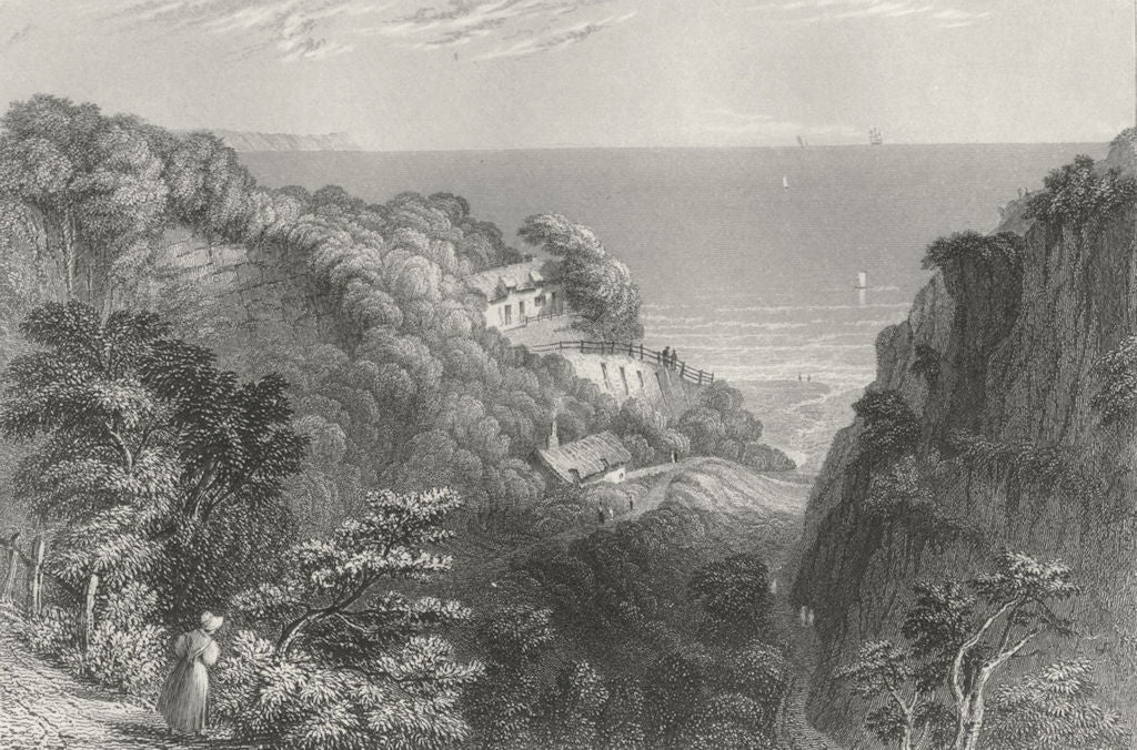IOW. Shanklin Chine-Bartlett c1840 old antique vintage print picture